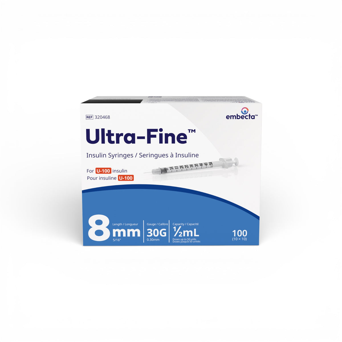 Ultra-Fine™ Insulin Syringes U-100 8mm 30G 0.5mL 100ct
